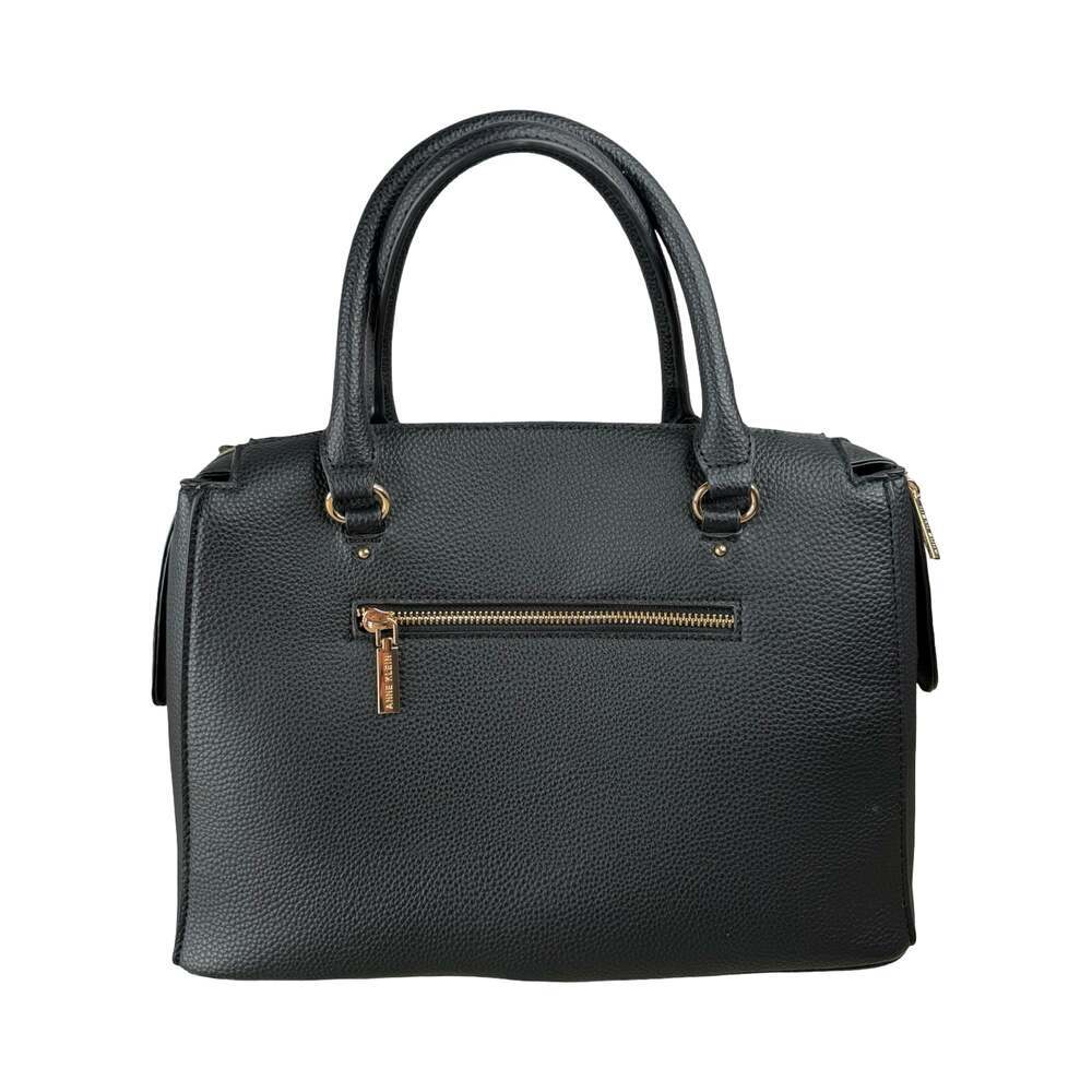 Anne Klein Black Pebbled Faux Leather Satchel Handbag - Picture 5 of 5